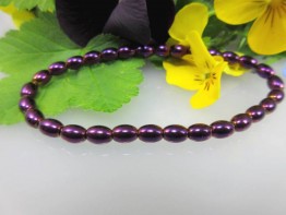 Hämatinstein in lila, ganz flexibles Armband mit 6x4mm Fässern