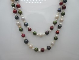 120cm Perlenkette aus Süßwasserzuchtperlen mit 4 Farben