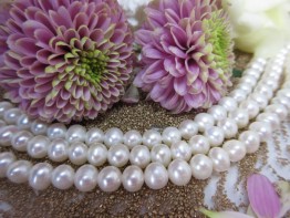 Perlenstrang weiß 6mm fast rund  40cm lang / Zuchtperlen günstig