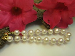 Armband Perlen mit Amethystkugeln und Magnetschließe 925er