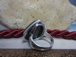 Azurit Ring in 925er Silber Bicolor Größe 56