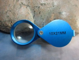 Einschlaglupe 10x21mm mit blau eloxiertem Metallgehäuse