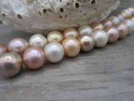 Mingperlen Strang mehrfarbig mit spiegelnden Perlen 13-16mm !!