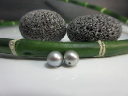 Perlen für Ohrstecker 2 Stück angebohrt 7,5-8mm silbern