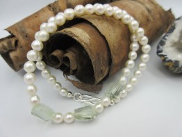 Perlenkette mit Prasiolith Edelsteinen Länge 40cm