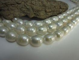 Süßwasserperlen gezirkelt, Strang weiße Perlen mit perfektem Lüster