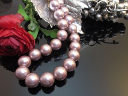 Synthetische Perlen - rosa Muschelkernperlen 14mm Strang 39cm