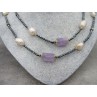 Lange Perlenkette mit Amethyst Edelsteinen
